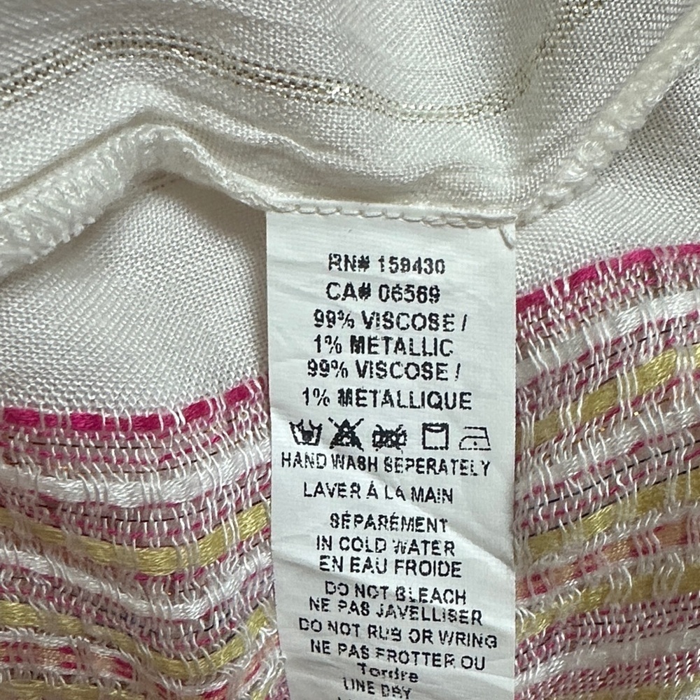 Elan White Pink Metallic Stripe Tiered Mini Skirt Drawstring Waist Size M - Picture 5 of 5